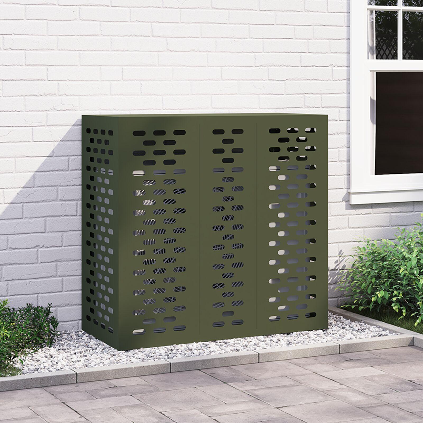 Grøn Airconditiondæksel Oliven 110x50x105 Stål - Klimaanlæg  - 8721158870025